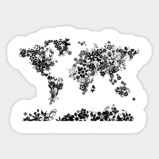 world map floral Sticker